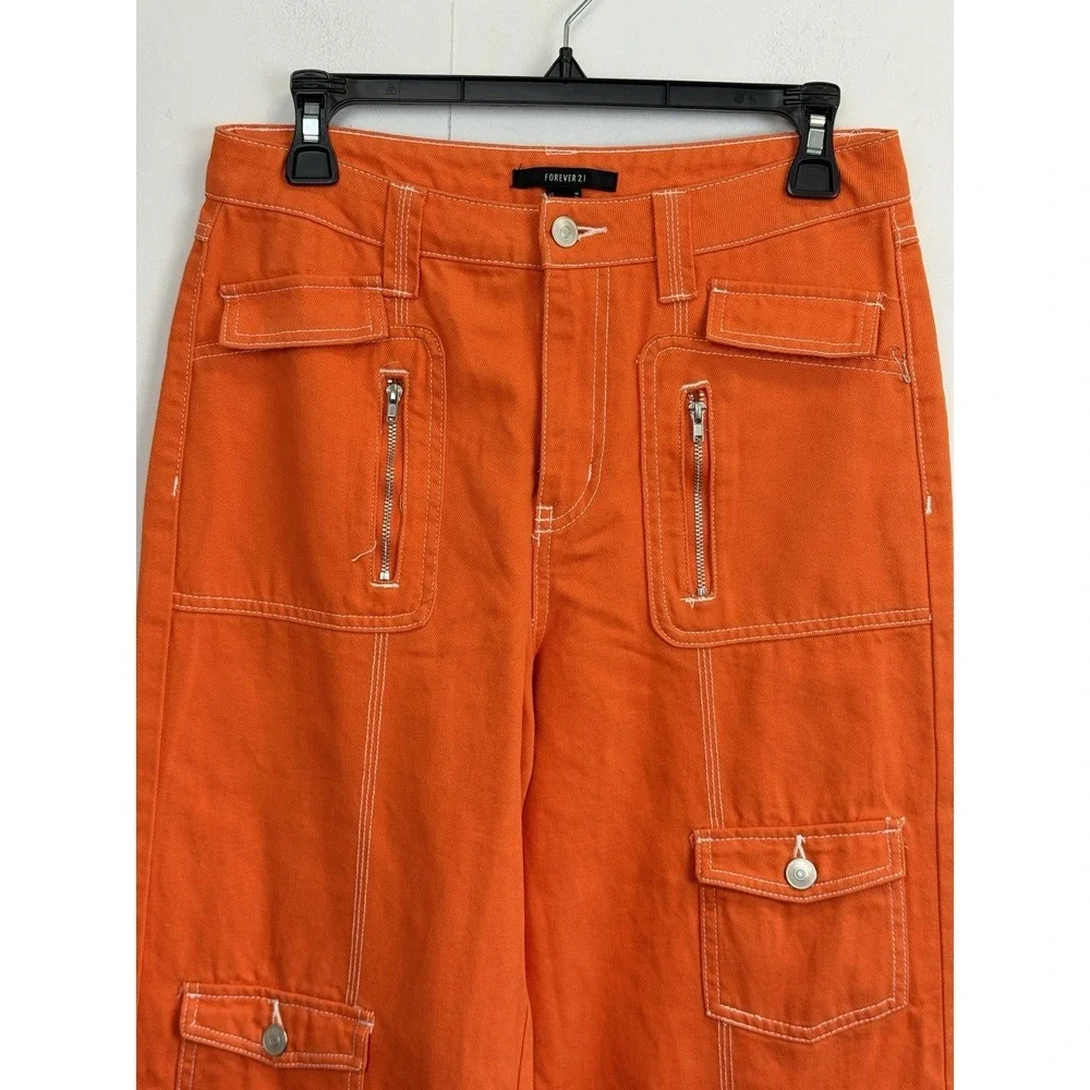 Forever 21 Orange Cargo Pants size M - Picture 3 of 7